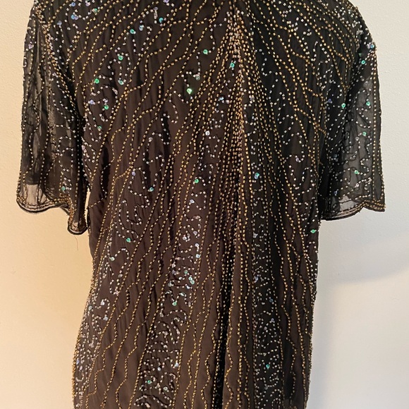 NWT Black sequins & beaded Blouse by Vision For Innovation Size L - Picture 2 of 10